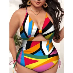 Plus Size Print Push Up Hollow Tight Fitting One Piece Women's Swimsuit 22 Plus Size Print Push Up Hollow Tight Fitting One Piece Women's Swimsuit -Plus Size Dresses Shop 5f66b0b44ebf4c34