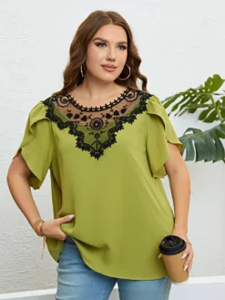 Women Summer Round Neck Lace Top -Plus Size Dresses Shop 5f8ede4b24521852
