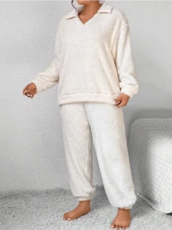 Plus Size Women Winter Solid Top And Pant Casual Two-piece Set 12 Plus Size Women Winter Solid Top And Pant Casual Two-piece Set -Plus Size Dresses Shop 609b6eba02ba21f4