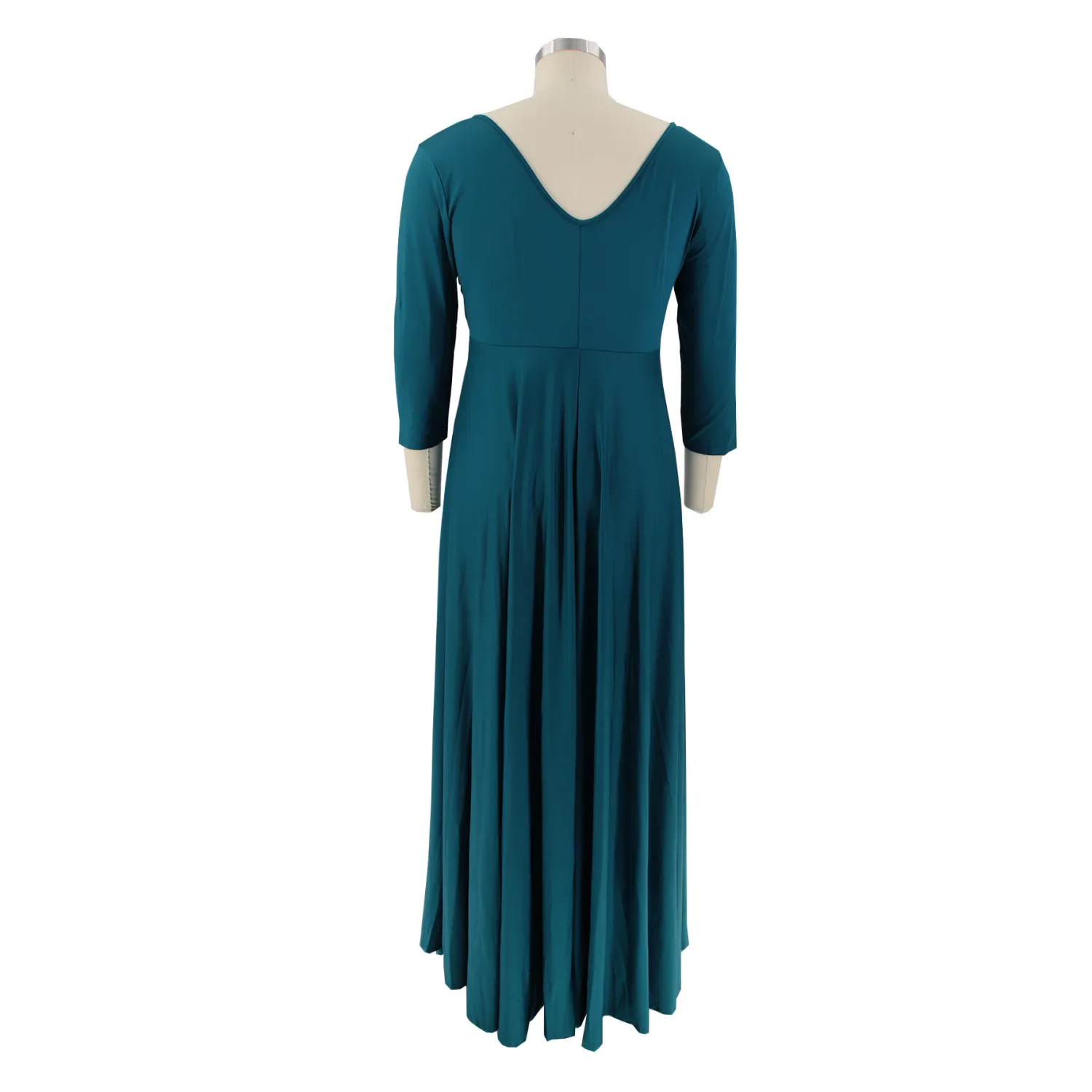 Plus Size Women's Solid Color V-Neck Sexy Long Dress 4 Plus Size Women's Solid Color V-Neck Sexy Long Dress - Image 2