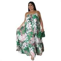 Summer Sexy Plus Size Women'S Fashion Print Strap Long Maxi Dress -Plus Size Dresses Shop 60dedda874fc9082