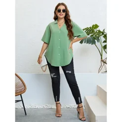 Women Summer V-Neck Loose Casual Shirt -Plus Size Dresses Shop 614d6c56b7e81a98