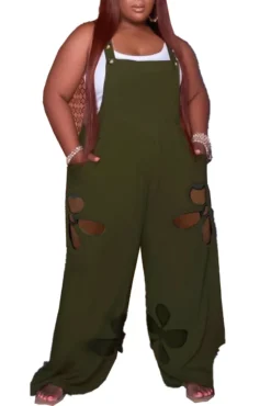 Women Solid Ripped Jumpsuit -Plus Size Dresses Shop 617a1a8916063318