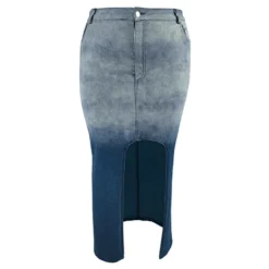 Plus Size Women Gradient Slit Denim Skirt -Plus Size Dresses Shop 61aea33b6a1b7df7