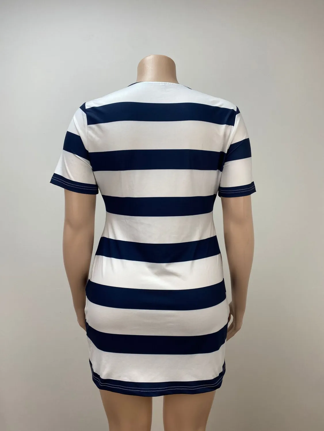 Plus Size Women Casual Striped Bodycon Dress 10 Plus Size Women Casual Striped Bodycon Dress - Image 8