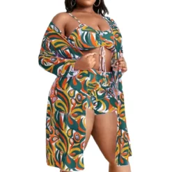 Women's Print Drawstring High Waisted Two Pieces Swimsuit Long Sleeve Blouse Plus Size Three-Piece Swimwear 12 Women's Print Drawstring High Waisted Two Pieces Swimsuit Long Sleeve Blouse Plus Size Three-Piece Swimwear -Plus Size Dresses Shop 62f6272059a998ef