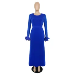 Women's Round Neck Long Sleeve Mesh Patchwork Maxi Dress Solid Plus Size Dress 29 Women's Round Neck Long Sleeve Mesh Patchwork Maxi Dress Solid Plus Size Dress -Plus Size Dresses Shop 636eaa35bfaaae75