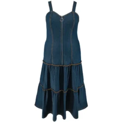 Plus Size Women's Sleeveless Strap Long Denim Dress -Plus Size Dresses Shop 6391bd55238d4d0f