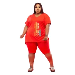 Ladies Fashion V Neck Plus Size 5x Solid Color Casual Set -Plus Size Dresses Shop 63cb10256c8bbd2e