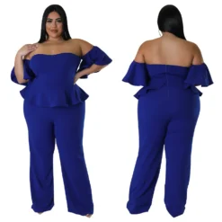 Women'S Sexy Off-Shoulder Short-Sleeve Wide-Leg Jumpsuit -Plus Size Dresses Shop 6451cc4bfd605cf7