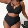 Sexy Plus Size Solid Straps High Waist Bikini Two Piece Swimsuit -Plus Size Dresses Shop 64663f07a2d14262