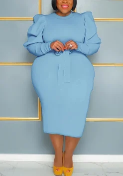 Trendy Long Sleeve Sexy Slim Plus Size Bodycon Dress