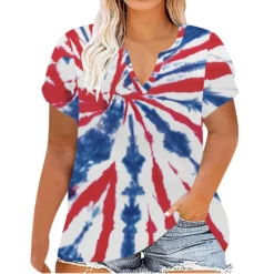 Plus Size Women Printed Summer Short Sleeve V-Neck T-Shirt -Plus Size Dresses Shop 65d3aa78bc7b4dd9