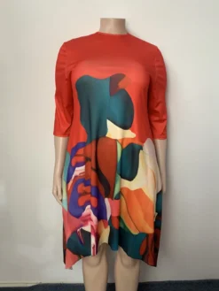 Plus Size Women Irregular Print Casual Dress -Plus Size Dresses Shop 662ca0d2dcf6bfa2