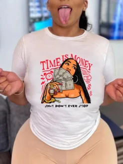 Plus Size Women's Top Printed T-shirt Loose T -Plus Size Dresses Shop 664b123913aa97d6