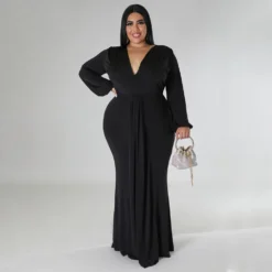 Fall Fashion Plus Size Women's Sexy Nightclub Dress Irregular V-Neck Dress -Plus Size Dresses Shop 6667339df803998b