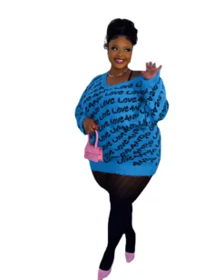 Plus Plus Size Women's Knitting Letter Ripped Sweater Maxi Sweater -Plus Size Dresses Shop 681fc3234fcbedd0