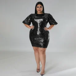 Plus Size Women's Winter Supplies Velvet Sequin Dress 24 Plus Size Women's Winter Supplies Velvet Sequin Dress -Plus Size Dresses Shop 6827b53974d4bf96