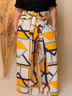 Plus Size Women Style Printed Slit Wide Leg Pants -Plus Size Dresses Shop 68492ea794fb3d05