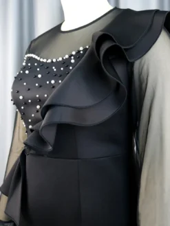 Women See-Through Mesh Beading Ruffle Edge Dress 33 Women See-Through Mesh Beading Ruffle Edge Dress -Plus Size Dresses Shop 68571686252426a1