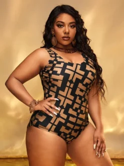 Women's Sexy Print One Piece Plus Size Swimsuit