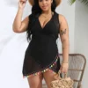 Plus Size Women Irregular Tassel Crossover Lace-Up Beach Skirt -Plus Size Dresses Shop 699cdf2d3ca0bb18