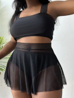 Plus Size Women Solid Sexy Tank Top + Mesh Skirt Swimwear Two-piece Set -Plus Size Dresses Shop 69a5ce156d95ee28