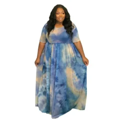 Fashion Plus Size Women's Summer Print Mesh Loose Swing Dress -Plus Size Dresses Shop 6a07523a1399d30a