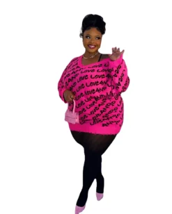 Plus Plus Size Women's Knitting Letter Ripped Sweater Maxi Sweater -Plus Size Dresses Shop 6b367f672af1d88d