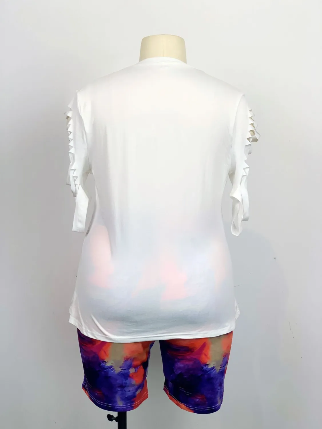 Plus Size Women Letter Print Short Sleeve Cutout Top And Short Two-Piece Set 8 Plus Size Women Letter Print Short Sleeve Cutout Top And Short Two-Piece Set - Image 6