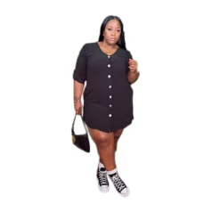 Plus Size Women Solid Loose Pocket Dress -Plus Size Dresses Shop 6b90d09264abc710
