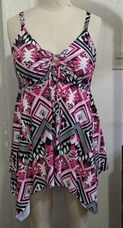 Plus Size Women Printed Dress Swimwear Two Pieces