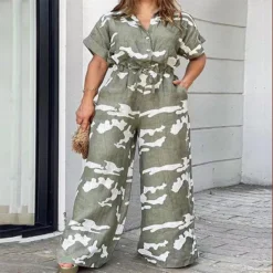 Plus Size Women's Fall Short Sleeve Jumpsuit -Plus Size Dresses Shop 6c9f6e5ece43800a