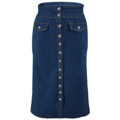 Plus Size Women Denim Button Fake Pocket Skirt -Plus Size Dresses Shop 6d2c24fae611d55e