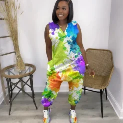 Plus Size Tie Dye Jumpsuit -Plus Size Dresses Shop 6d8968624e52f50b