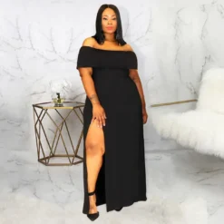Plus Size Summer Black Dress Chic Premium Off Shoulder Sexy Slit Dress 18 Plus Size Summer Black Dress Chic Premium Off Shoulder Sexy Slit Dress -Plus Size Dresses Shop 6e08054c897133e1