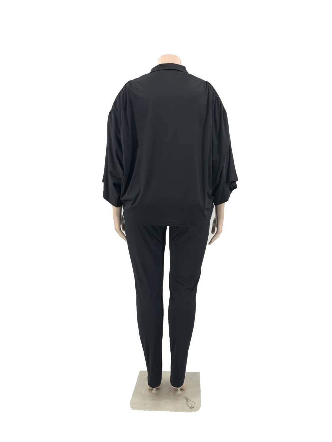 Fashion Women'S Solid Color Cutout Batwing Sleeve Casual Two Piece Plus Size Women'S Pants Set 4 Fashion Women'S Solid Color Cutout Batwing Sleeve Casual Two Piece Plus Size Women'S Pants Set - Image 2