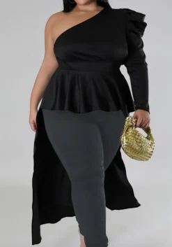 Summer Women Clothing Sexy Irregular Solid One Shoulder Sleeve Top -Plus Size Dresses Shop 6eb0769f449dbbd5