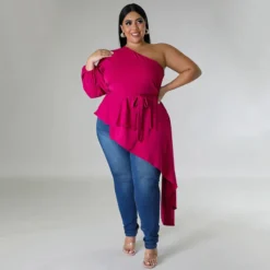Women Style Irregular One Shoulder Long Sleeve Sexy Top -Plus Size Dresses Shop 6fb8e7fc118fc0d4