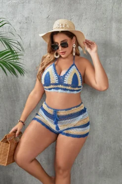 Plus Size Women Cutout Lace-Up Two Pieces Swimwear -Plus Size Dresses Shop 6fec27e5b18729ee