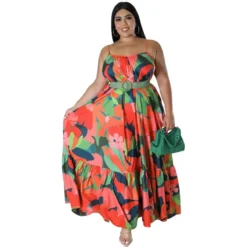 Summer Sexy Plus Size Women'S Fashion Print Strap Long Maxi Dress -Plus Size Dresses Shop 70197b41e12ae279