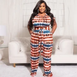 Plus Size Women Printed Top And Pant Casual Two-Piece Set -Plus Size Dresses Shop 7053d5f742035270