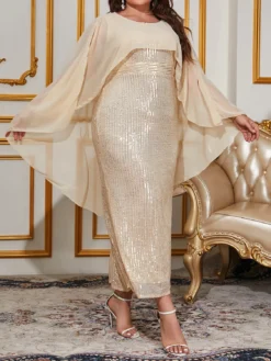 Plus Size Women Sexy Sequined Chiffon Round Neck Formal Party Evening Dress 15 Plus Size Women Sexy Sequined Chiffon Round Neck Formal Party Evening Dress -Plus Size Dresses Shop 7093f1cc74f061fc