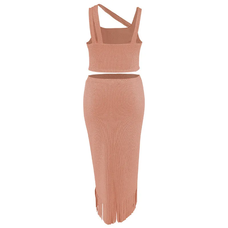 Plus Size Women's Tassel Irregular Sleeveless Two Piece Skirt Set 18 Plus Size Women's Tassel Irregular Sleeveless Two Piece Skirt Set - Image 16