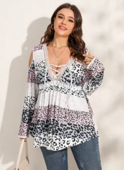 Summer Plus Size Women's V-Neck Leopard Top -Plus Size Dresses Shop 72700db3f67c04e0
