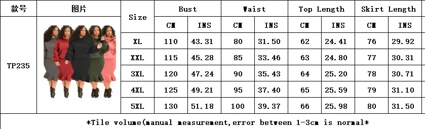 Fashion Casual Sport Mermaid Fall Winter Hoodies Skirt Set Plus Size 15 Fashion Casual Sport Mermaid Fall Winter Hoodies Skirt Set Plus Size - Image 13