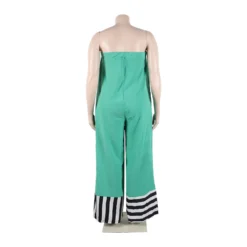 Women Casual Patchwork Stripe Print ColorBlock Jumpsuit -Plus Size Dresses Shop 728bf0c01c109f97