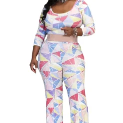 Geometric Print Plus Size Jumpsuit -Plus Size Dresses Shop 731daaf0c7ea6597