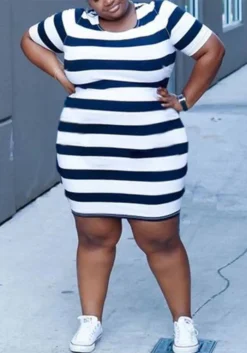 Plus Size Women Casual Striped Bodycon Dress 15 Plus Size Women Casual Striped Bodycon Dress -Plus Size Dresses Shop 732a0aa6e298fede