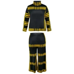 Plus Size Women Stand Collar Striped Long Sleeve Top And Straight Pants Two-piece Set -Plus Size Dresses Shop 73661f3208c717dd